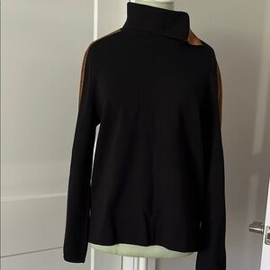 D. Exterior Chic Black and Brown Women's Turtleneck Sweater